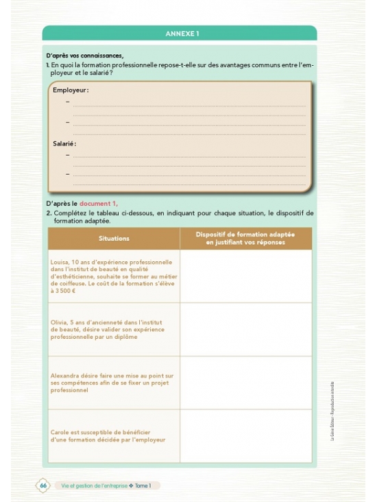 Vie et gestion de l'entreprise - brevet professionnel esthétique, cosmétique, parfumerie - Volume 1. Édition 2023 (PDF)